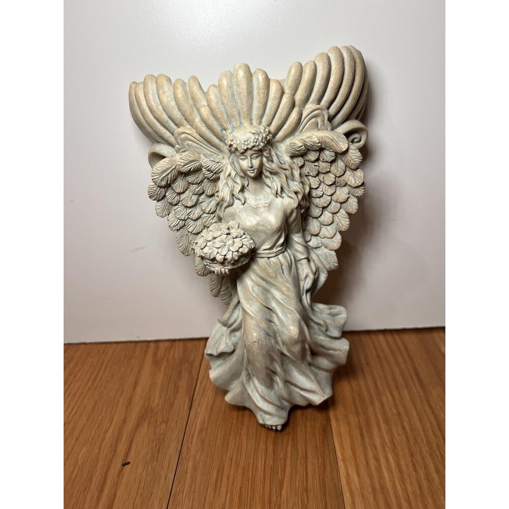 Archangel Wall Sculpture Shelf Sconce Beige Resin Angel Decor Small Wall